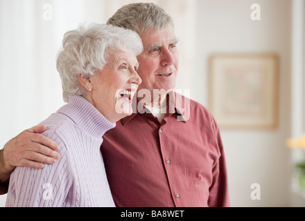 Senior couple hugging Stock Photo
