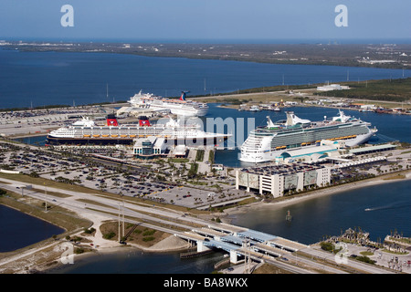Cruise ships in harbor at Port Canaveral, Cocoa Beach, Florida Stock Photo