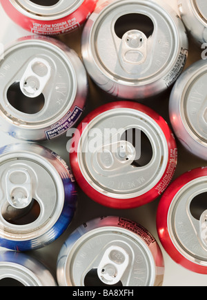 High angle view of empty cans Stock Photo