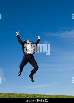 Businessman jumping air Stock Photo