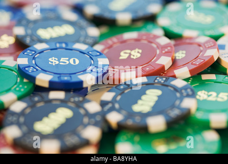 Close up of poker chips Stock Photo