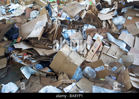 Pile of paper and cardboard at recycling plant Stock Photo