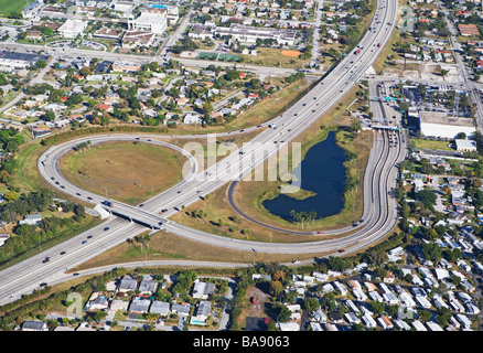 Aerial view of highway Stock Photo