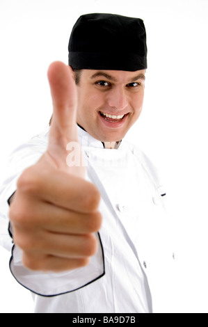 handsome chef with okay hand gesture Stock Photo