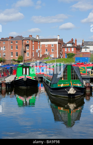 'narrow boats' moored in 'stourport basin' Stock Photo