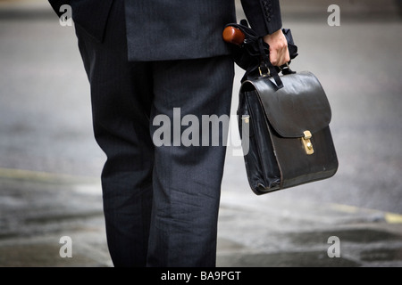 Close crop of a man with a briefcase in London Stock Photo
