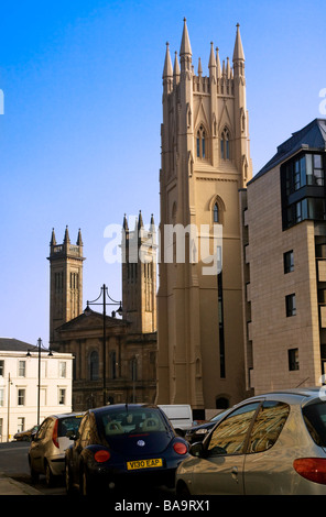 Park Church Tower and Trinity College steeples, Park Circus Place, City of Glasgow, Scotland. Stock Photo