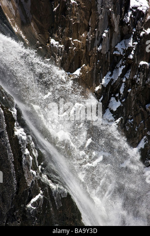 Winter view of a waterfall in Bear Creek along The Million Dollar Highway western Colorado between Silverton and Ouray Stock Photo