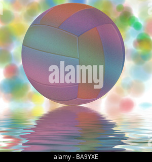 3D rendered colorful soccer ball reflecting in the water Stock Photo