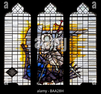 Stained Glass Window in St Peter and St Paul Church, Kings Somborne, Hampshire, England Stock Photo