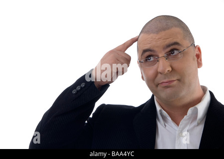 thinking businessman looking upward Stock Photo