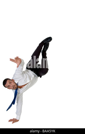 young man resting on one hand Stock Photo