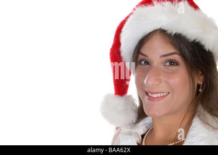 smiling lady with santacap Stock Photo