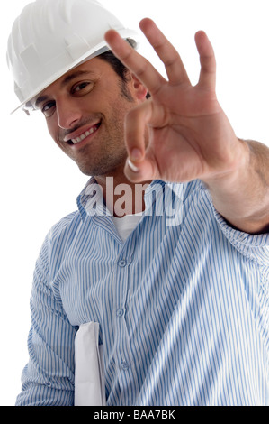 young handsome architect gesturing perfection Stock Photo