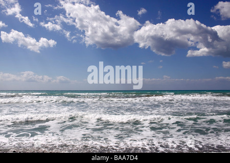 MEDITERRANEAN SEASCAPE AT EPISKOPI BAY ON THE ISLAND OF CYPRUS. Stock Photo