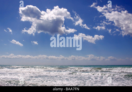 MEDITERRANEAN SEASCAPE AT EPISKOPI BAY ON THE ISLAND OF CYPRUS. Stock Photo