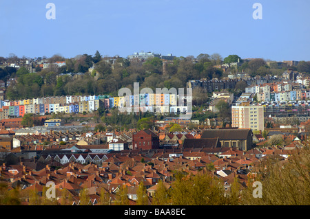 Rooftops and rows of houses in Bristol England Stock Photo