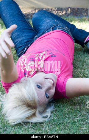 young blonde woman posing Stock Photo