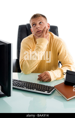 handsome guy in thinking pose Stock Photo