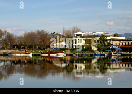 Dalyan waterfront and pleasure boats at  Daylan, Turkey Stock Photo