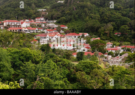 Windwardside the second largest settlement on the island of Saba in the Netherlands Antilles Stock Photo