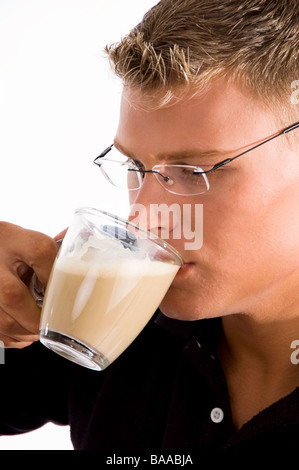 male drinking coffee Stock Photo
