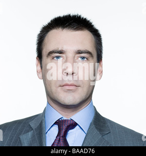 expressive portraits on isolated white background of a handsome man Stock Photo