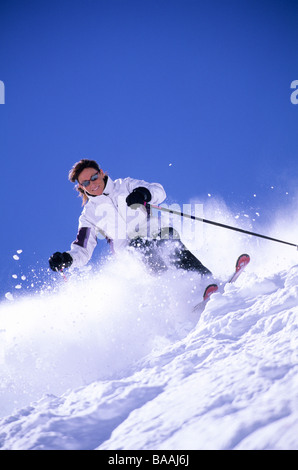 Woman skiing in Utah. Stock Photo