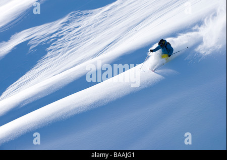 Man big mountain skiing In the Chilkat Mountains near Haines, Alaska. Stock Photo