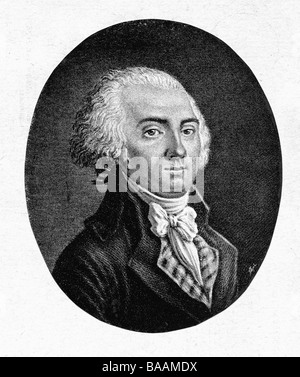 Petion de Villeneuve, Jerome, 3.1.1756 - Summer 1794, French author / writer and politician, mayor of Paris 16.11.1791 - 2.6.1794, portrait, after mezzotint by Levachez, Stock Photo