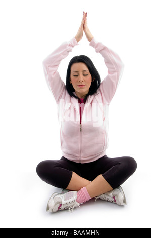front view of woman doing yoga Stock Photo