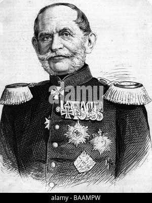 Rheinbaben, Albert Baron von, 1813 - 1.11.1880, Prussian general, portrait, wood engraving, 1880, , Stock Photo