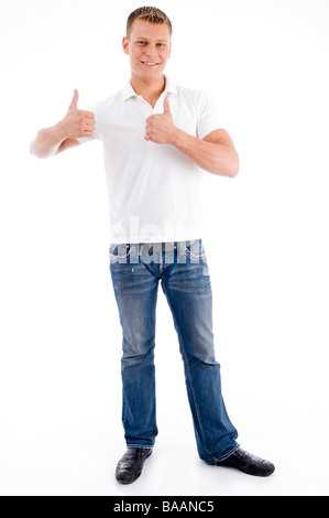 smiling male showing thumbs up Stock Photo