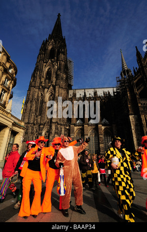 Germans celebrating carnival in Cologne Stock Photo
