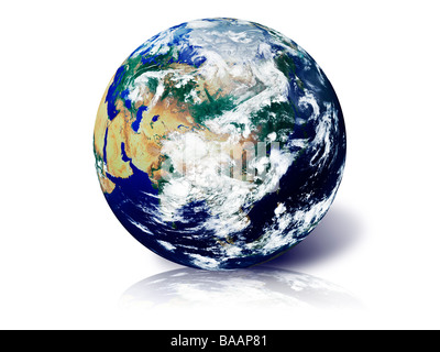 Earth viewed from space as a ball showing Asia. Enhanced version of Nasa photograph. Please credit NASA Stock Photo