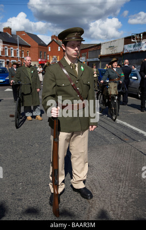 reinactors dressed in period costume representing an IRA flying column ...
