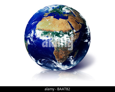 Earth viewed from space as a ball showing Africa. Enhanced version of Nasa photograph. Please credit NASA Stock Photo