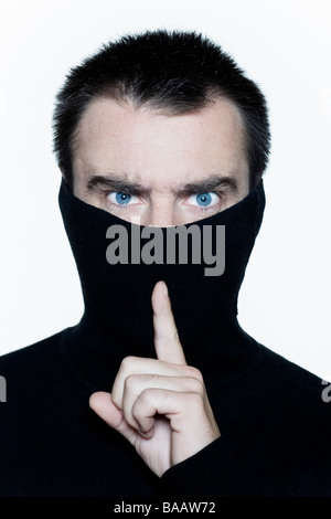 man expressive portrait on isolated white backgroun Stock Photo