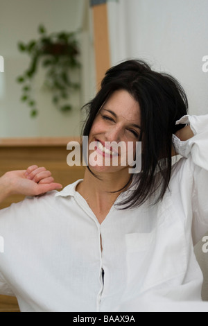 a gaping woman gähnende frau stock photo alamy