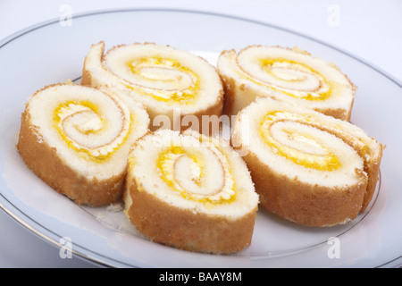 lemon swiss roll slices Stock Photo