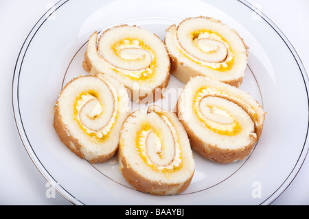 lemon swiss roll slices Stock Photo