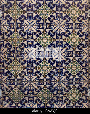 Talavera ceramic tile on old building in Puebla, Mexico. Stock Photo