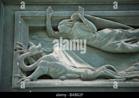 Detail from cast bronze doors to the Duomo (cathedral), Piazza del Duomo, Siena, Tuscany, Italy Stock Photo