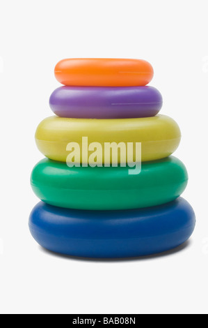 Close-up of multi-colored stacking rings Stock Photo