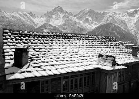 View of the mighty Indian Himalaya from Kalpa, Himachal Pradeash, india Stock Photo