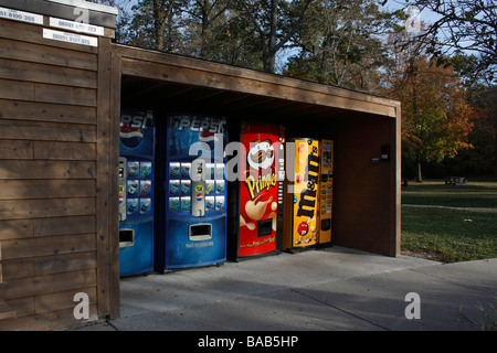 Vending machines goods for sale close up nobody none front view horizontal in Ohio USA hi-res Stock Photo
