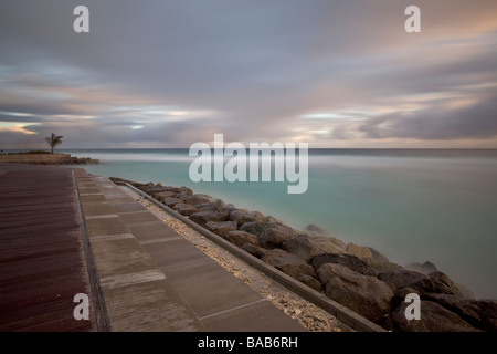 Newly built boardwalk in the South Coast of Barbados from Hastings to Rockley Beach, Barbados, 'West Indies' Stock Photo