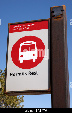 bus stop sign for hermits rest on the hermits rest route grand canyon national park south rim arizona usa Stock Photo