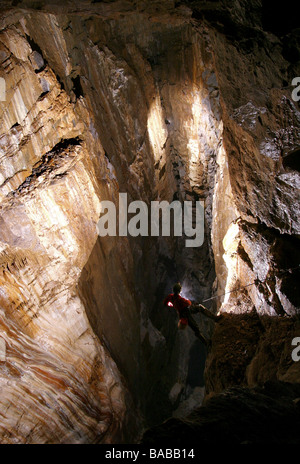 Titan - The UK's largest natural shaft situated in Peak Cavern, Castleton Derbyshire Stock Photo