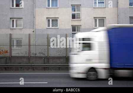 Rush-hour traffic on highway A40, Essen, Germany Stock Photo